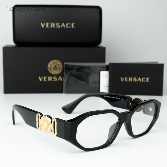 Versace Women Eyeglasses Black Clear Geometric VE3320U GB1 BRAND NEW main image 10